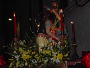 Detall del pas del Crist coronat d'espines. Confraria Sant Crist de la Bona Mort