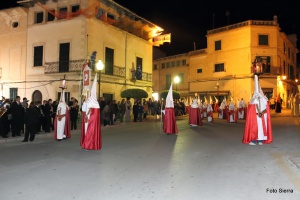 Encapçalament de la Confraria a la Processó. Processó Setmana Santa de Felanitx de 2014.