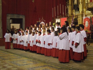Actuació dels Vermells de la Seu el dia del pregó de Jaume Canet. Pregó Setmana Santa 2009